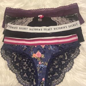 Victoria’s Secret bundle of 4 panties purple black and white size L